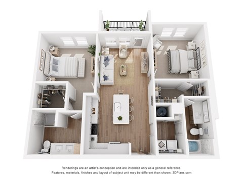A floor plan of a house with a kitchen, living room, and two bedrooms.